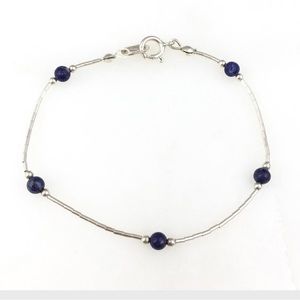 Vintage 925 Sterling Silver Carolyn Pollack Silver Lapis Southwest Bracelet